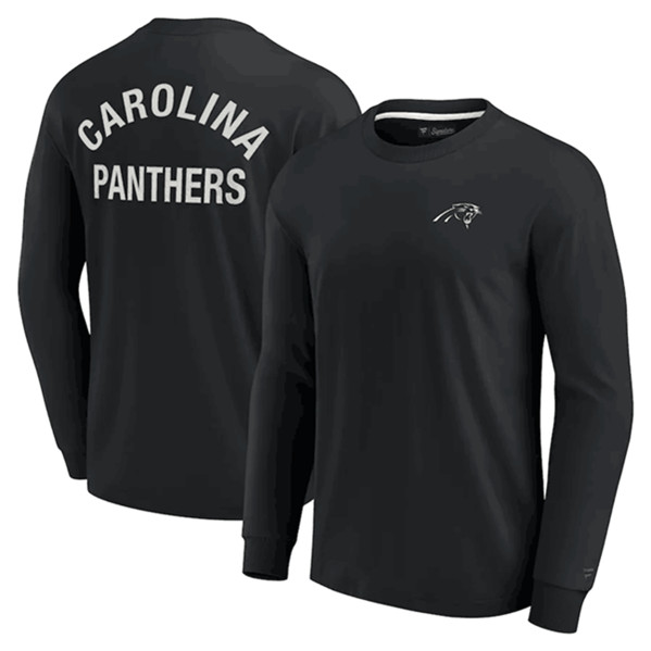 Men's Carolina Panthers Black Signature Unisex Super Soft Long Sleeve T-Shirt